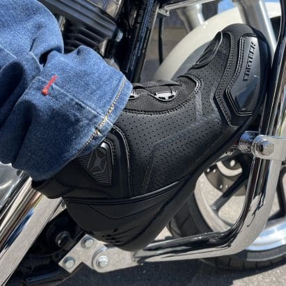 Cortech Sport Lite Boots rested on harley davidson sportster.