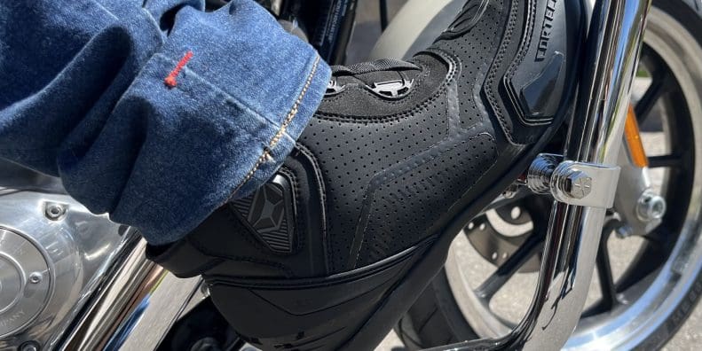 Cortech Sport Lite Boots rested on harley davidson sportster.