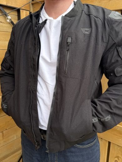 Front facing picture of the Cortech Versa-Flo Jacket with the zipper open