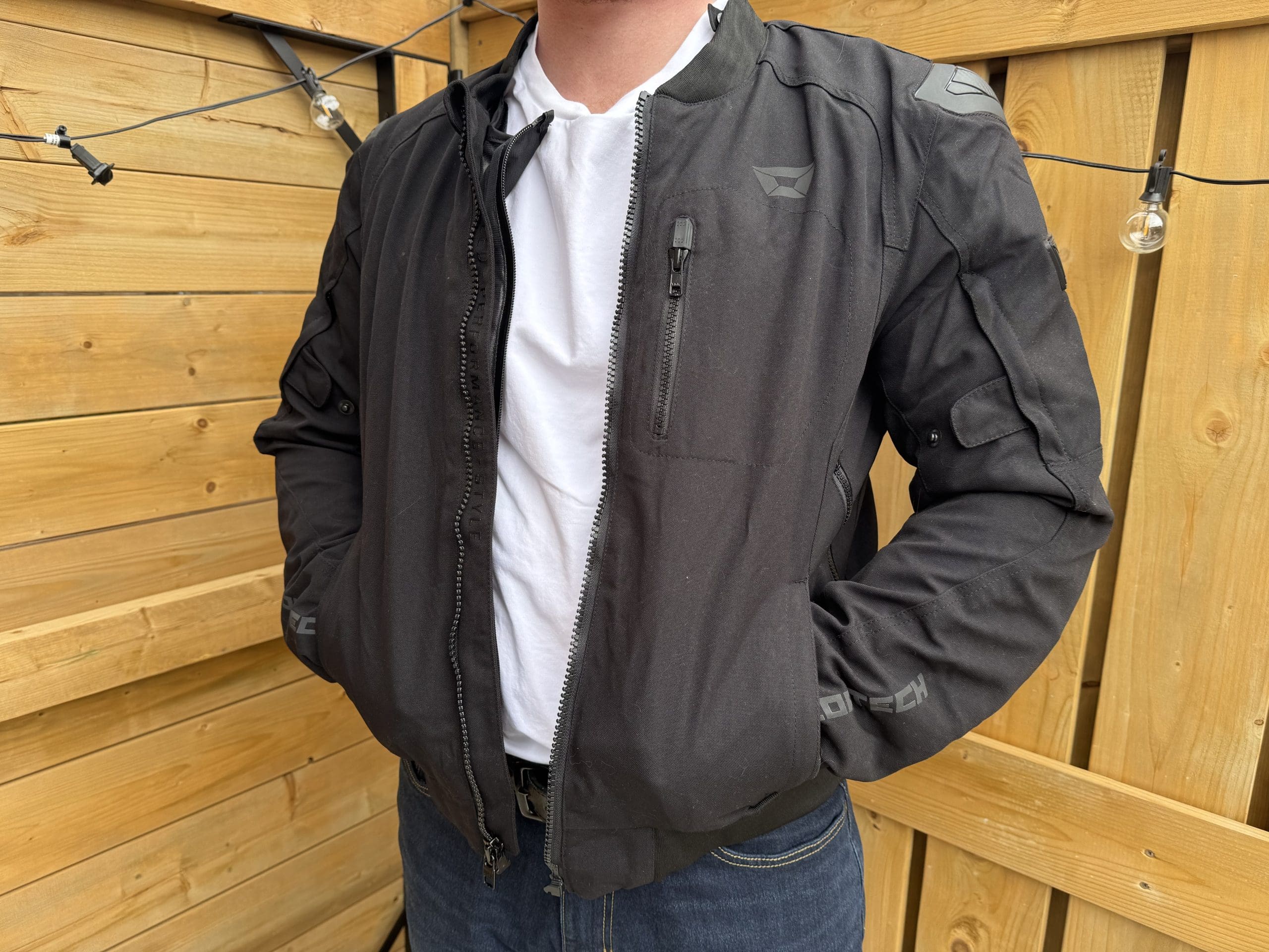 Front facing picture of the Cortech Versa-Flo Jacket with the zipper open