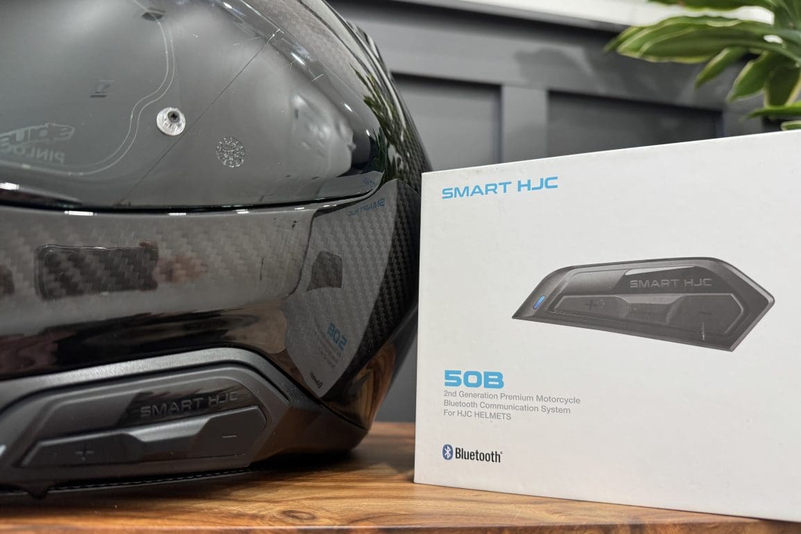 Sena SMART HJC 50B box and installed on a helmet