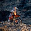 A view of a KTM motorcycle.
