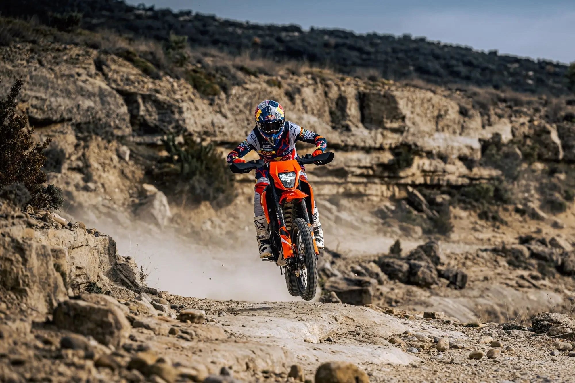 A view of a KTM motorcycle.