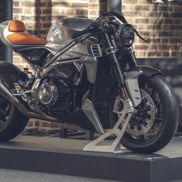 A view of a Norton motorcycle.