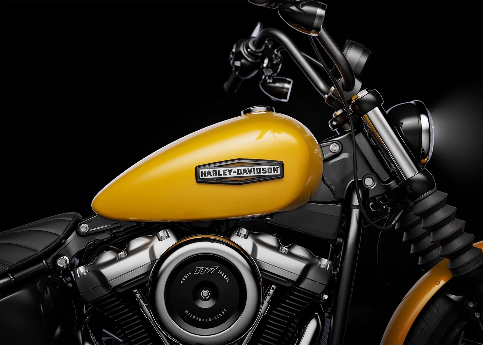 A view of a Harley-Davidson bike.