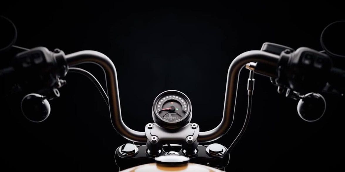 A view of Harley-Davidson handlebars.