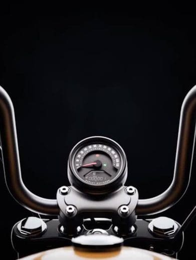 A view of Harley-Davidson handlebars.