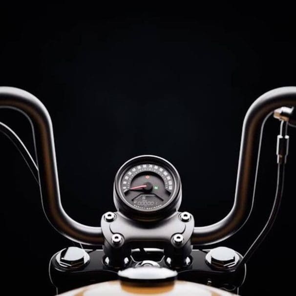 A view of Harley-Davidson handlebars.