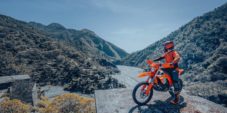 KTM's enduro lineup. Media sourced from KTM.