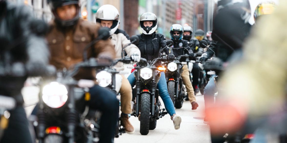 Amanda Quick and a series of other writers and RE team members on the Guerilla 450. Media sourced from Royal Enfield.