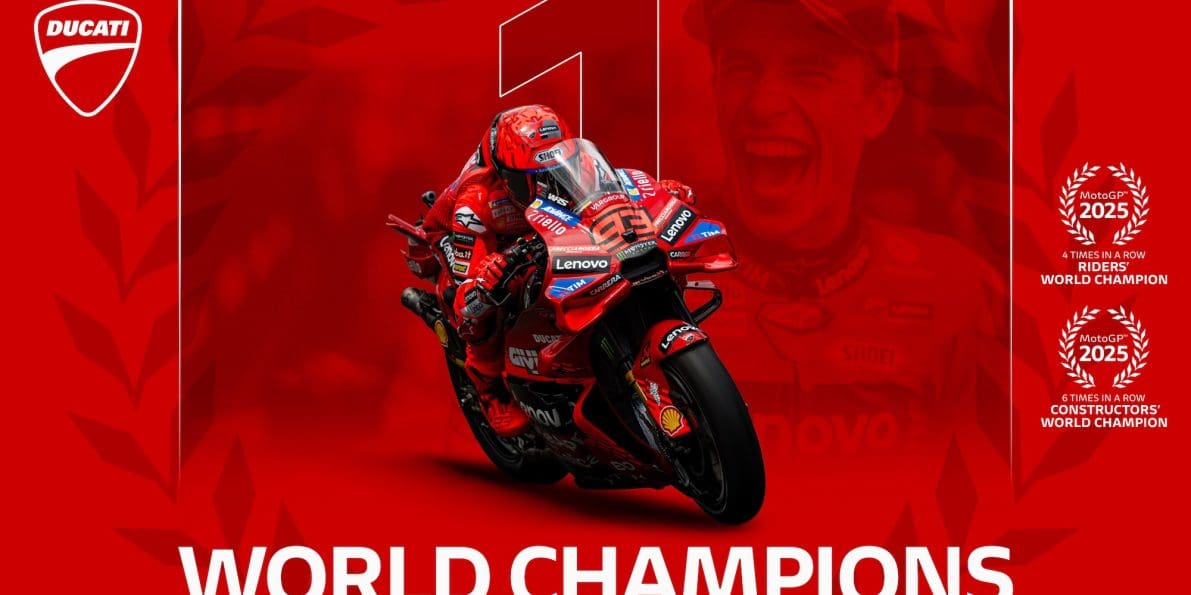 A view of Marc Marquez aboard his Desmosedici GP machine. Media sourced from Ducati.