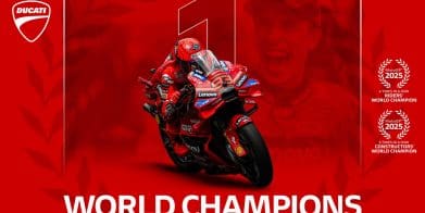 A view of Marc Marquez aboard his Desmosedici GP machine. Media sourced from Ducati.
