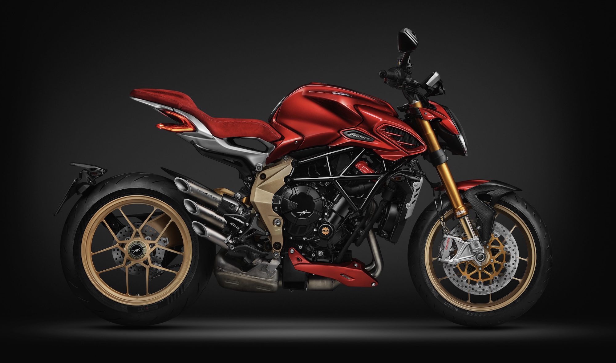 MV Agusta's new Brutale Serie Oro, side view.