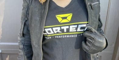 Cortech Hoyden women’s leather motorcycle jacket front view