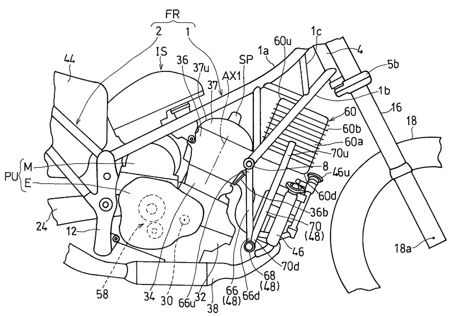A view of the imagery connected to the patent filings showing Kawasaki's work in realizing a large-capacity hybrid scooter design. Media sourced from CycleWorld.