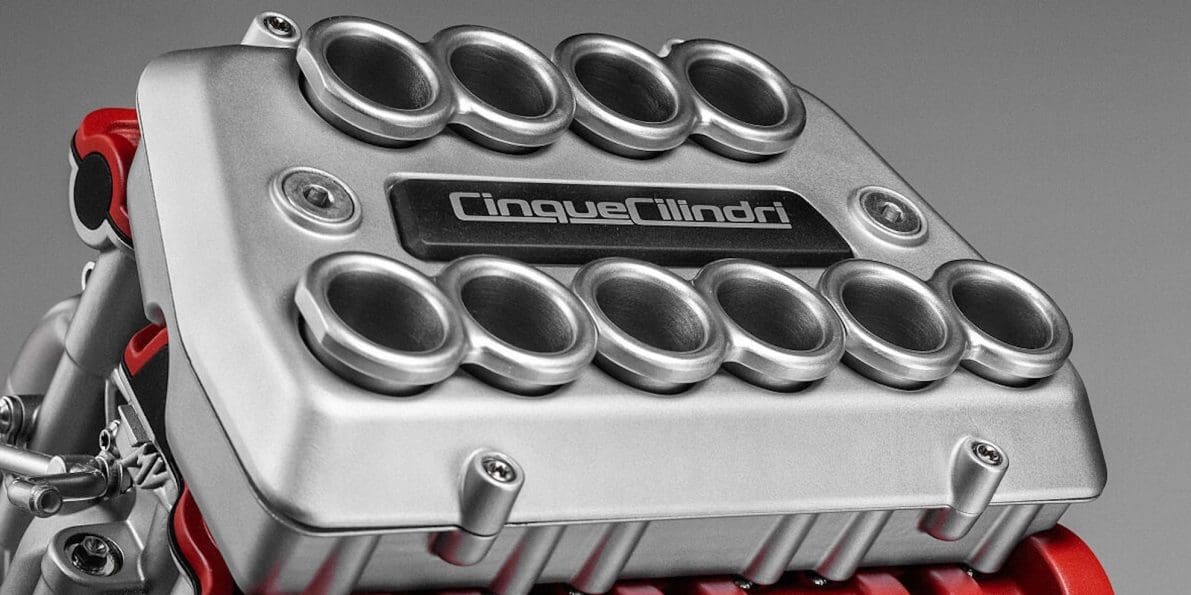 A view of MV Agusta's quadrato engine with five cylinder. Media sourced from MV Agusta.