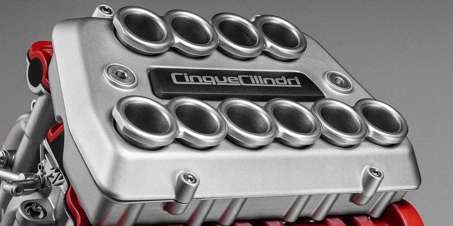 A view of MV Agusta's quadrato engine with five cylinder. Media sourced from MV Agusta.