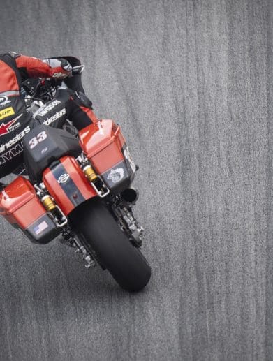 A view of a racer at the Harley-Davidson Bagger World Cup. Media sourced from Harley-Davidson.