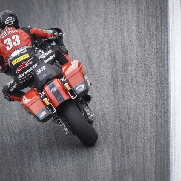 A view of a racer at the Harley-Davidson Bagger World Cup. Media sourced from Harley-Davidson.