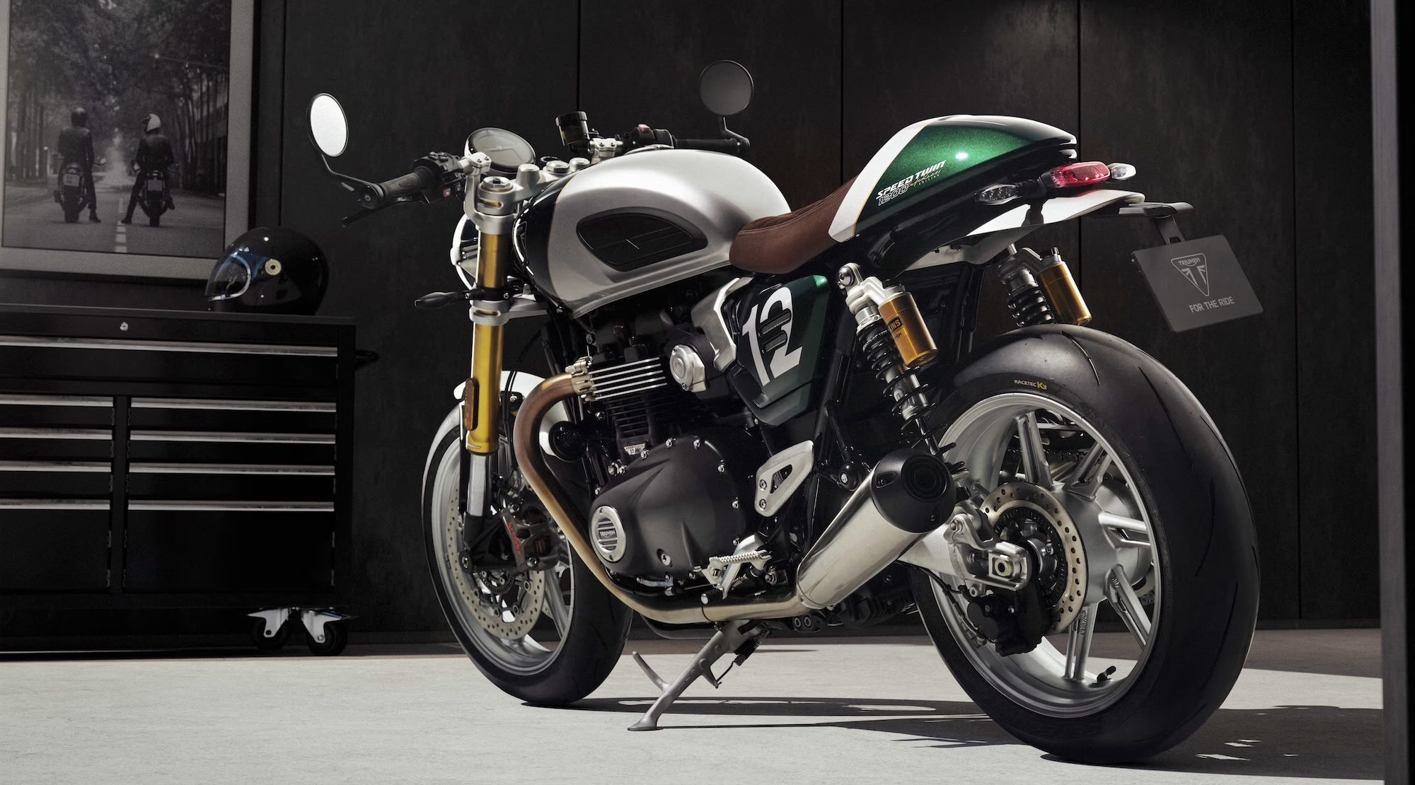 A view of Triumph's Speed Twin 1200 Cafe Racer Edition. Media sourced from Triumph Motorcycles.