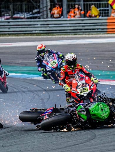 A view of racers at WorldSBK. Media sourced from WorldSBK.