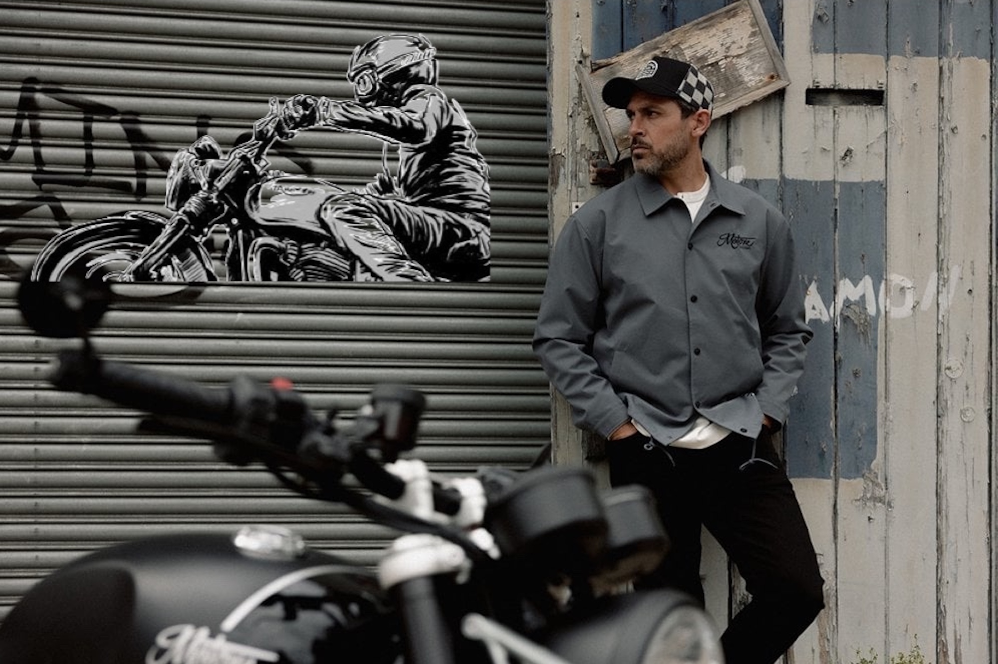 A view of a coach jacket available from UK brand Motone. Media sourced from Motone.