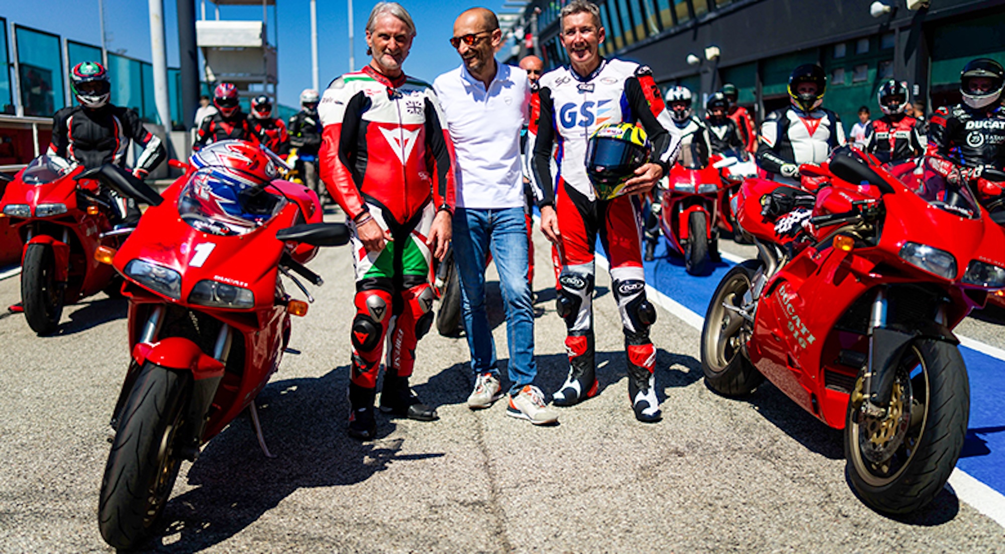 Claudio Domenicali (center) at World Ducati Week. Media soured from Ducati.