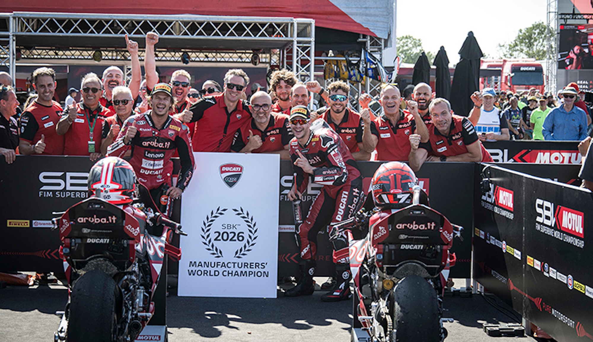 Ducati winning the 22nd Manufacturer's title and Constructor's title for this year as well. Media sourced from Ducati.
