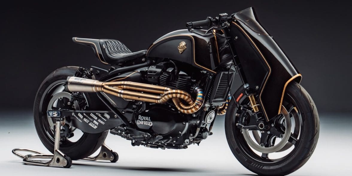 A view of the ultra-cool, hyper-exclusive Rough Crafts X Shotgun 650. Media sourced from Royal Enfield.