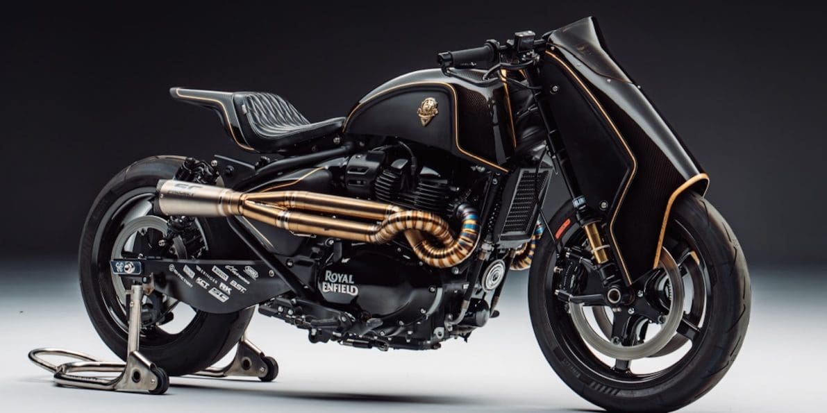 A view of the ultra-cool, hyper-exclusive Rough Crafts X Shotgun 650. Media sourced from Royal Enfield.