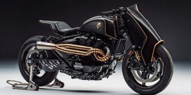 A view of the ultra-cool, hyper-exclusive Rough Crafts X Shotgun 650. Media sourced from Royal Enfield.