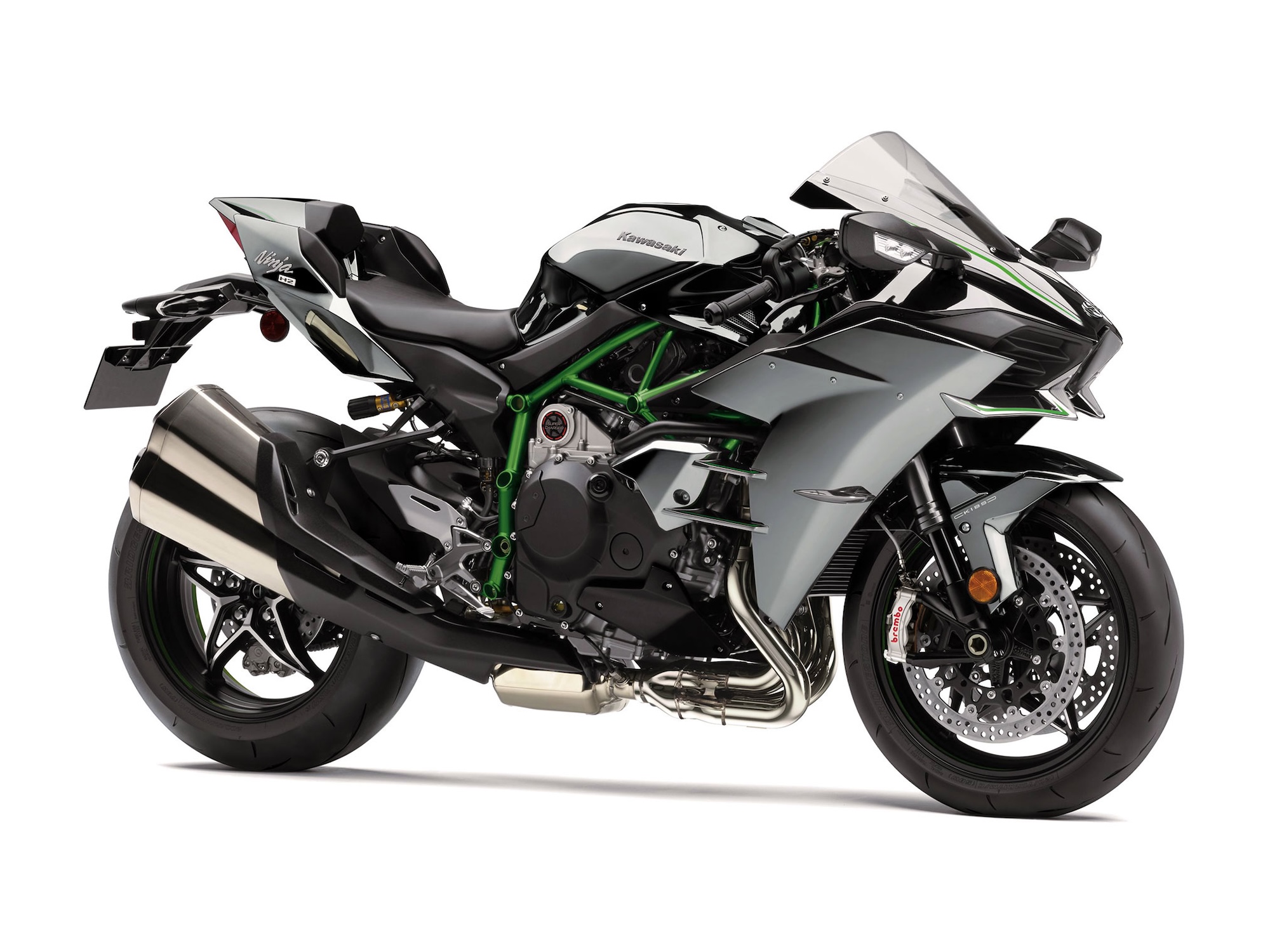 A side view of a Kawasaki Ninja H2. Media sourced from Kawasaki.