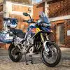 A view of Sam Sunderland's Triumph Tiger in preparation to circumnavigate the world in under 19 days. Media sourced from Red Bull.